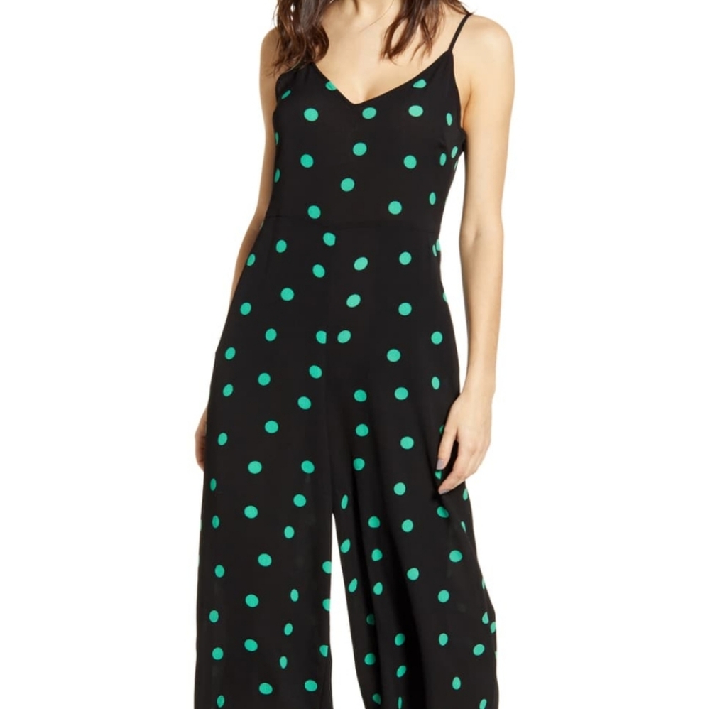 Polka dot spaghetti strap jumpsuit